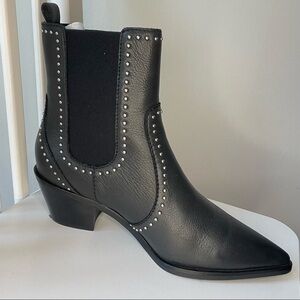 Paige Women’s Size 7.5 Black Western Ankle Boot With Studs, Box & Dust Bags